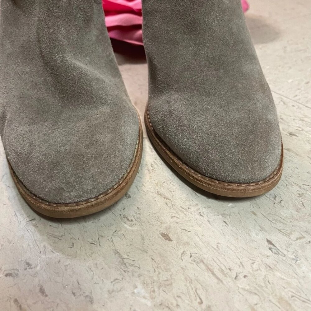 JEFFREY CAMPBELL Womens Sz 8 Taupe Suede ROSALEE Ankle Booties Chunky Block Heel - Picture 3 of 10